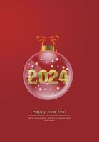 Christmas Decoration 2024 Numbers Happy New Year Greeting Card vector