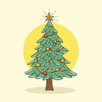 Christmas tree illustration. Hand drawn christmas tree vector illustration