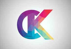 Low Poly and Alphabet initial CK letter logo design, Vector design template