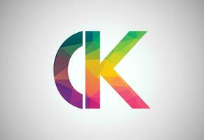 Low Poly and Alphabet initial CK letter logo design, Vector design template