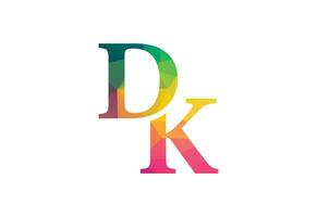 Low Poly and Alphabet initial DK letter logo design, Vector design template