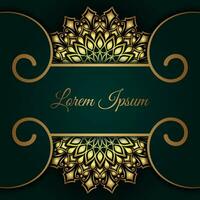 Green luxury background, with gold mandala ornament vector