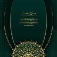 Green luxury background, with gold mandala ornament vector