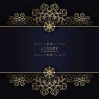 Black background with golden mandala ornament vector