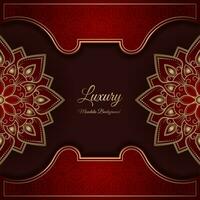 Red luxury background, with gold mandala ornament vector
