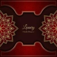 Red luxury background, with gold mandala ornament vector