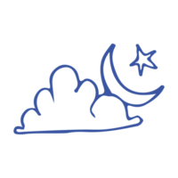 Cloud with crescent moon and star png