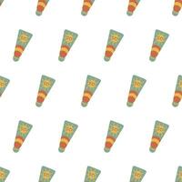 Seamless pattern with tubes of sunscreen vector