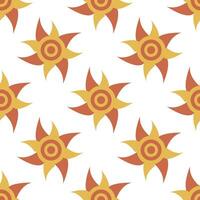 Seamless pattern with suns. Summer psychedelic vector