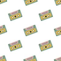 Seamless pattern Cassette tape Retro mixtape. Vintage music cassette. vector