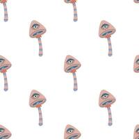 Seamless pattern with Retro Groovy Mushroom with eye vector