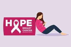 International breast cancer awareness month concept. Colored flat vector illustration isolated.