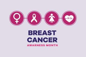 International breast cancer awareness month concept. Colored flat vector illustration isolated.