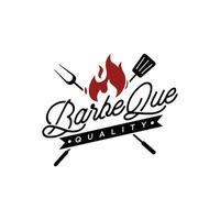 Barbecue grill logo with handwritten, white background, vector design