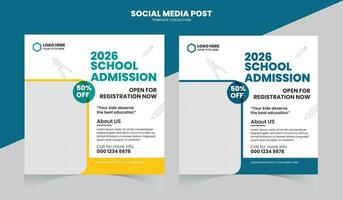 School education admission social media post and web banner vector