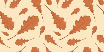 Seamless pattern with autumn fall brown, orange, red oak leaves. Perfect for wallpaper, wrapping paper, web sites, background, social media, blog, presentation and greeting cards. vector