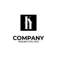 Initial K and H lettering logo design vector