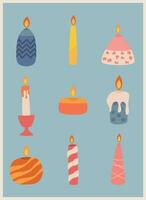 set of festive colorful candles vector