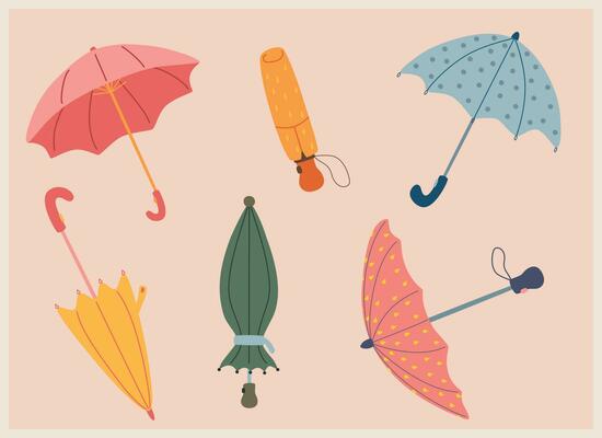 cute set of colorful umbrellas vector illustration