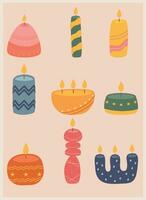 set of festive colorful candles vector