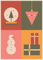 geometric abstract retro christmas card vector