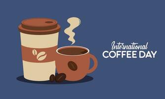 Flat International Day of Coffee Design Background Concept vector