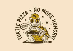 Turtle pizza, No more hungry, Mascot character of a turtle holding a pizza vector