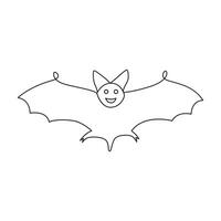 Continuous one line drawing of bat animals flying outline vector illustration