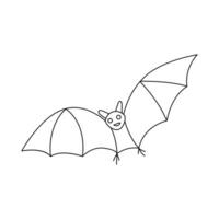 Continuous one line drawing of bat animals flying outline vector illustration