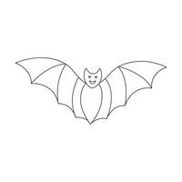 Continuous one line drawing of bat animals flying outline vector illustration