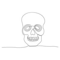 Continuous one line drawing of  skull outline vector art illustration