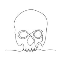 Continuous one line drawing of  skull outline vector art illustration