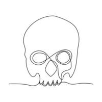 Continuous one line drawing of  skull outline vector art illustration