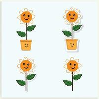 Cute Flower Cartoon Illustration Sticker Vector HD