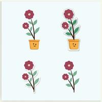 Cute Flower Cartoon Illustration Sticker Vector HD