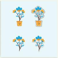 Cute Flower Cartoon Illustration Sticker Vector HD