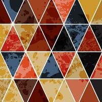 Retro Style Abstract Colorful Triangles Pattern Background With Grunge Effect vector