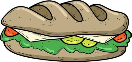 sandwich with cheese and vegetables vector