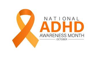 National ADHD awareness month is observed every year in October. Banner, poster, card, background design. vector