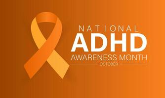 National ADHD awareness month is observed every year in October. Banner, poster, card, background design. vector