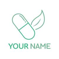 Medical and capsule logo for healing, pharmacy, hospital, clinic, drug store vector