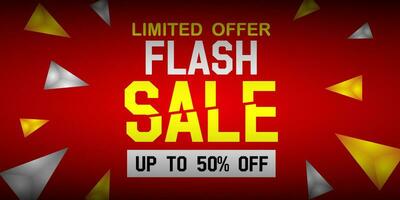 Flash Sale banner with red background and limited offer vector