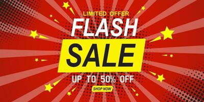 P Flash Sale banner with red background and limited offer vector