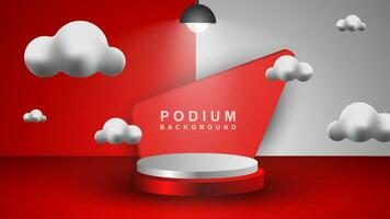 3d rendering vector background with podium and minimal cloud scene, 3d minimal product display background. 3d stage rendering product in platform