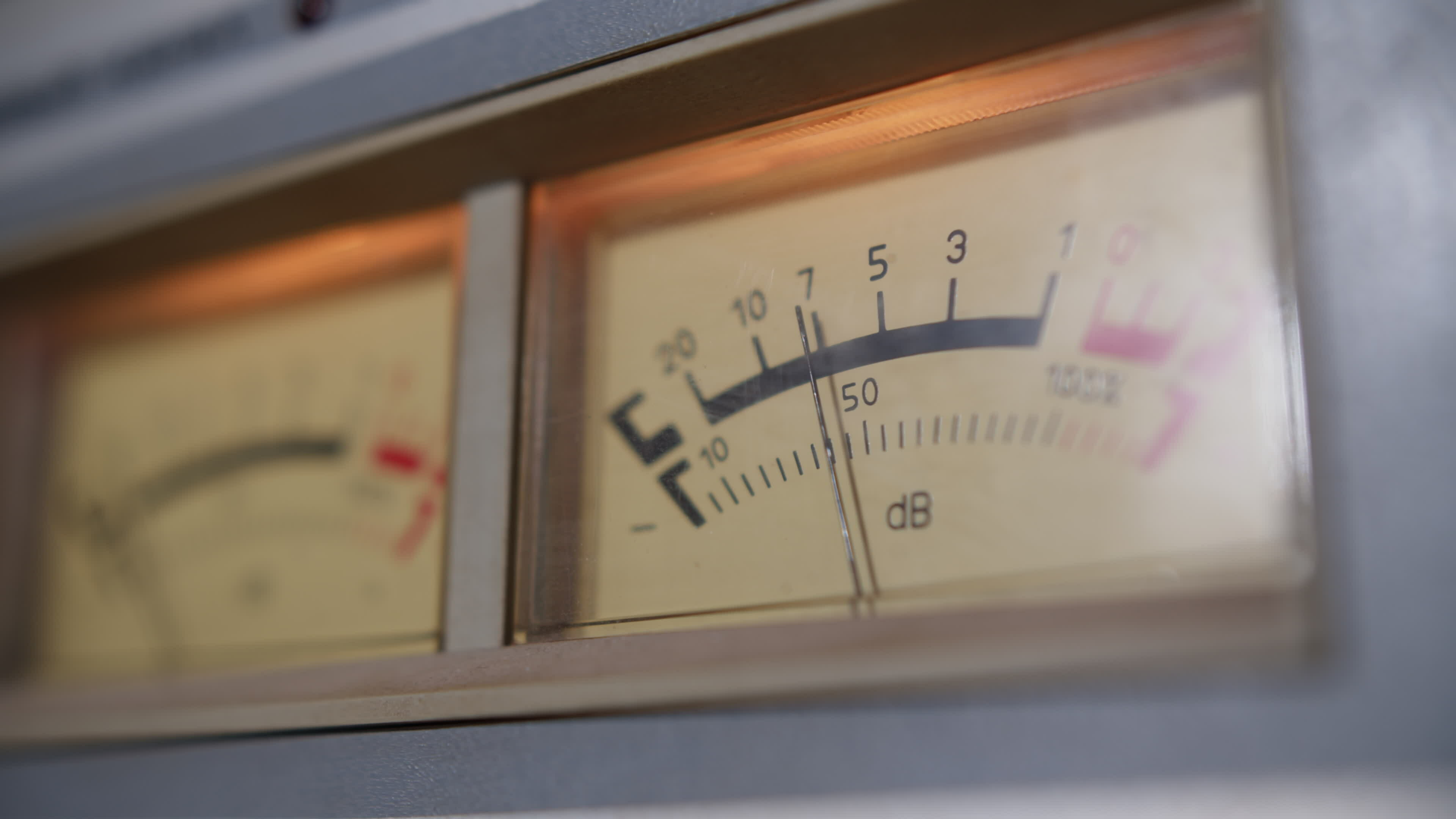 Old decibel level meter on a tape recorder 28201280 Stock Video at Vecteezy