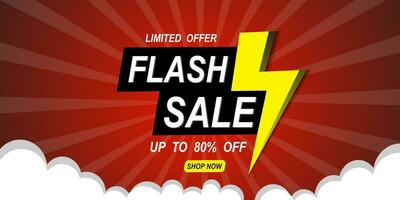 Flash Sale banner with red background and limited offer vector