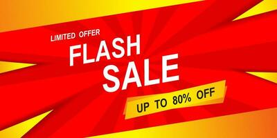 Flash Sale banner with red background and limited offer vector