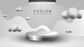 3D abstract studio room with pedestal podium. White and pastel geometric platforms with overlapping circles background. Modern minimal scene for cosmetic product demonstration. Showcase, Showcase vector