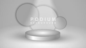 3D abstract studio room with pedestal podium. White and pastel geometric platforms with overlapping circles background. Modern minimal scene for cosmetic product demonstration. Showcase, Showcase vector