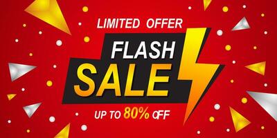 Flash Sale banner with red background and limited offer vector